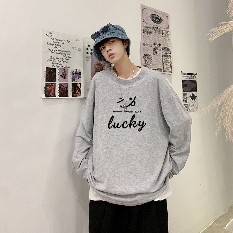 C2628P30长袖t恤男ins潮牌男生体恤宽松打底衫内搭上衣服秋衣纯棉,男装T恤,星座510A-2