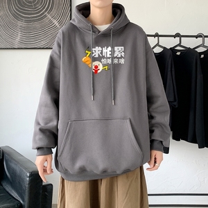 L2387P48港风 2023秋冬新款大码潮男连帽情侣卫衣男连帽外套图片