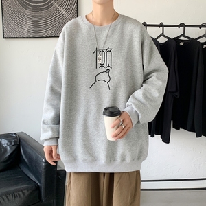Y2406港风21秋季新款动漫圆领卫衣男潮流宽松青少年休闲外套图片