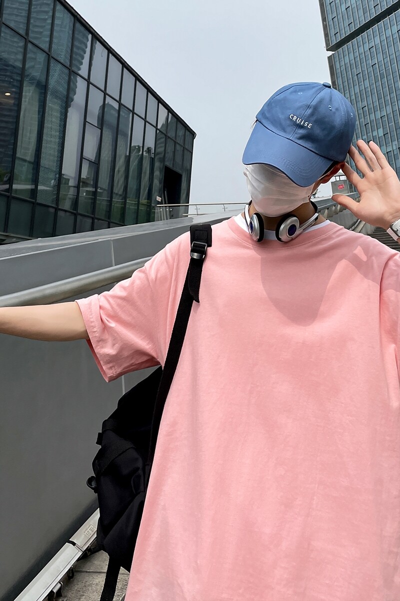 D2053P15港风室外纯棉男短袖T恤港风潮流宽松休闲情侣装纯色半袖,男装T恤,星座510A-6