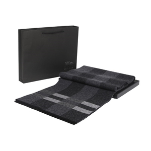 H1044P265加厚韩版羊毛围脖礼盒装山羊绒围巾男冬季羊绒保暖围巾