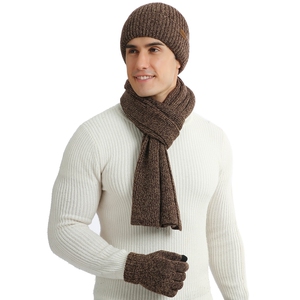 WJ0045P55混色针织毛线加厚帽子围巾手套三件套情侣秋冬保暖套装图片