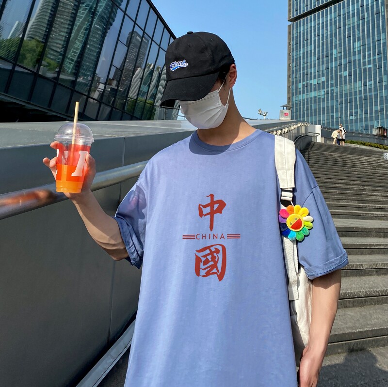 D2200港风室外男士t恤短袖ins潮牌潮流夏季薄款上衣服港风宽松图片