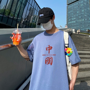D2200港风室外男士t恤短袖ins潮牌潮流夏季薄款上衣服港风宽松图片