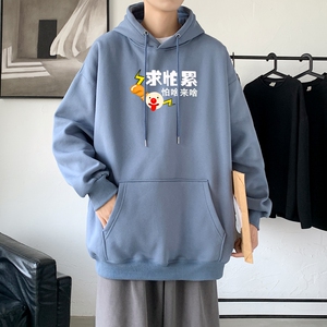 L2387P48秋装21中性纯色连帽卫衣套头宽松外套情侣装打底帽衫图片