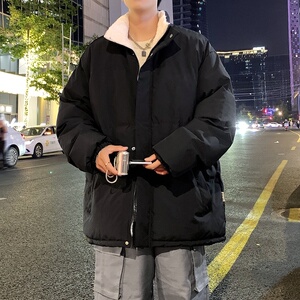 MY5787P75外套男装冬季加厚宽松羊羔绒内里光板港风纯色立领棉服图片