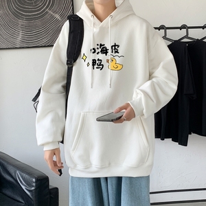 L2491P48卫衣男秋冬新款潮趣文字印花潮流休闲帅气连帽外套,果绿色派克服怎么搭配图片