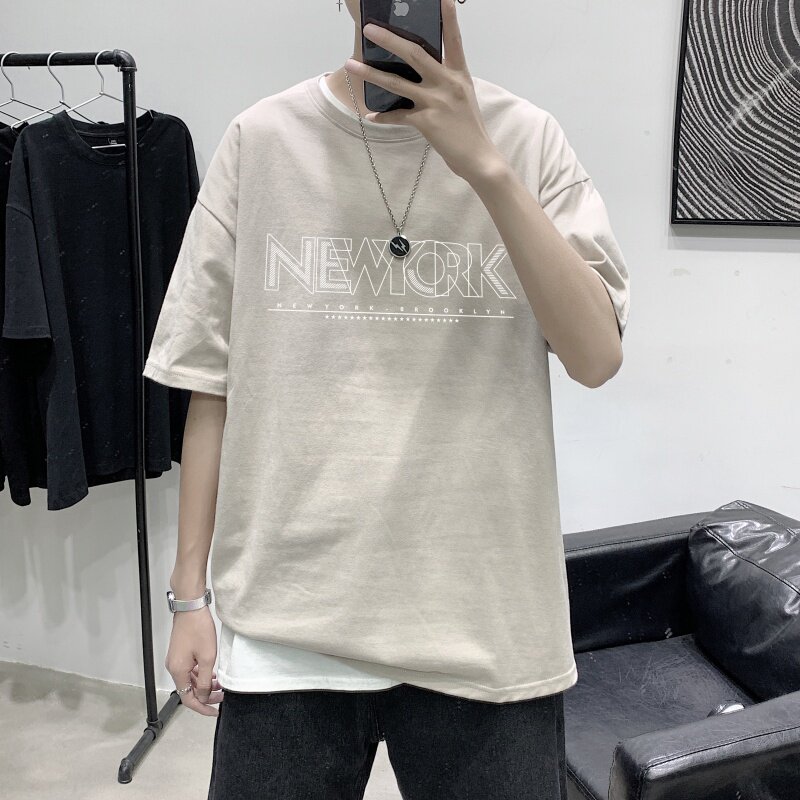 T3470P25港风2023夏新款T恤男宽松T恤落肩港风男T仓库正常配送,男装T恤,星座510A-2