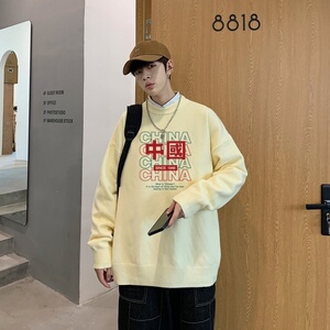 MD2695P55套头毛衣外套新款潮牌宽松圆领打底针织衫港风休闲线衣图片