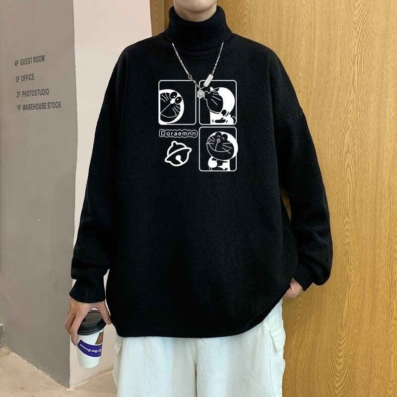 MG2692P65港风毛衣男宽松针织衫高领秋季大码加绒外套日系打底衫,男装针织衫/毛衣,星座510A-2