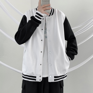 GB5593P60美式街头棒球服男夹克春季加肥加大码潮胖人宽松呢料拼图片