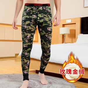 N2714P23黑色迷彩加绒加厚打底裤青年时尚弹力印花秋裤紧身修身韩图片