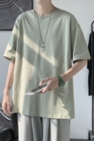 T2054港风室外纯棉男短袖T恤港风潮流宽松休闲情侣装纯色半袖，男装T恤，星座510A-6