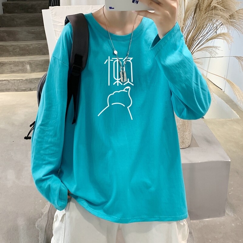 C2625P30长袖t恤男士纯棉潮牌宽松春秋季港风ins潮流内搭打底衫图片