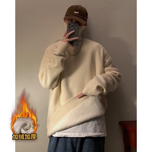 东北零下40度毛衣加绒加厚保暖白色高领针织衫男冬季抗寒情侣外套图片