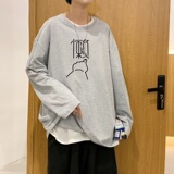 C2625P30长袖t恤男士纯棉潮牌宽松春秋季港风ins潮流内搭打底衫，男装T恤，星座510A-2