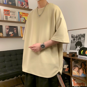 TB8126P25直播品质包边包条重磅菠萝格圆弧下摆侧开叉大码宽松T恤图片