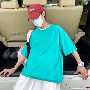 D2053P15港风室外新款夏季短袖t恤潮流百搭纯色体恤衫ins休闲上衣图片