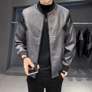 PY5257P85木木皮衣刺绣夹克外套PU棒球服男士皮衣2023新款秋冬,男装皮衣,星座510A-2