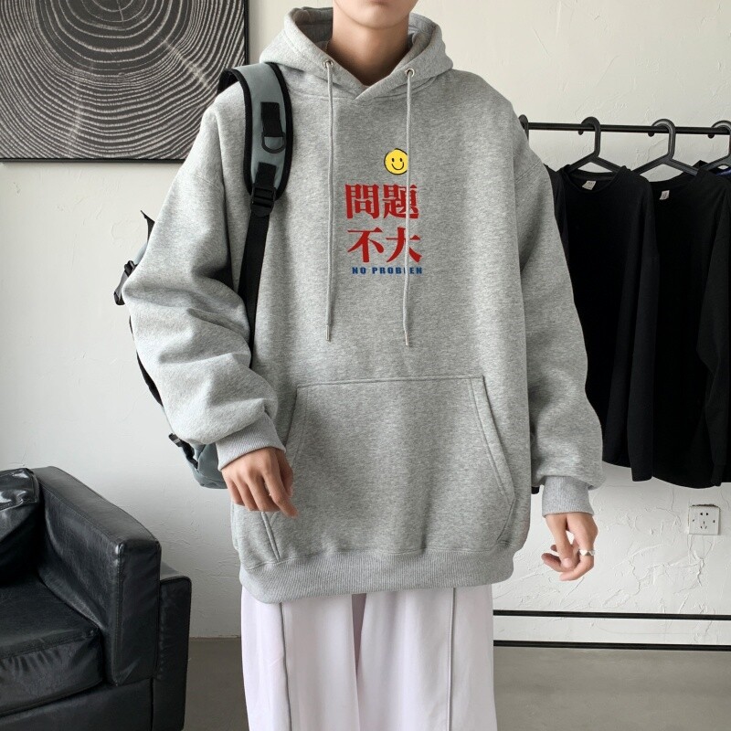 L2300P48韩版ins男士学生宽松运动连帽卫衣秋冬加绒情侣外套图片