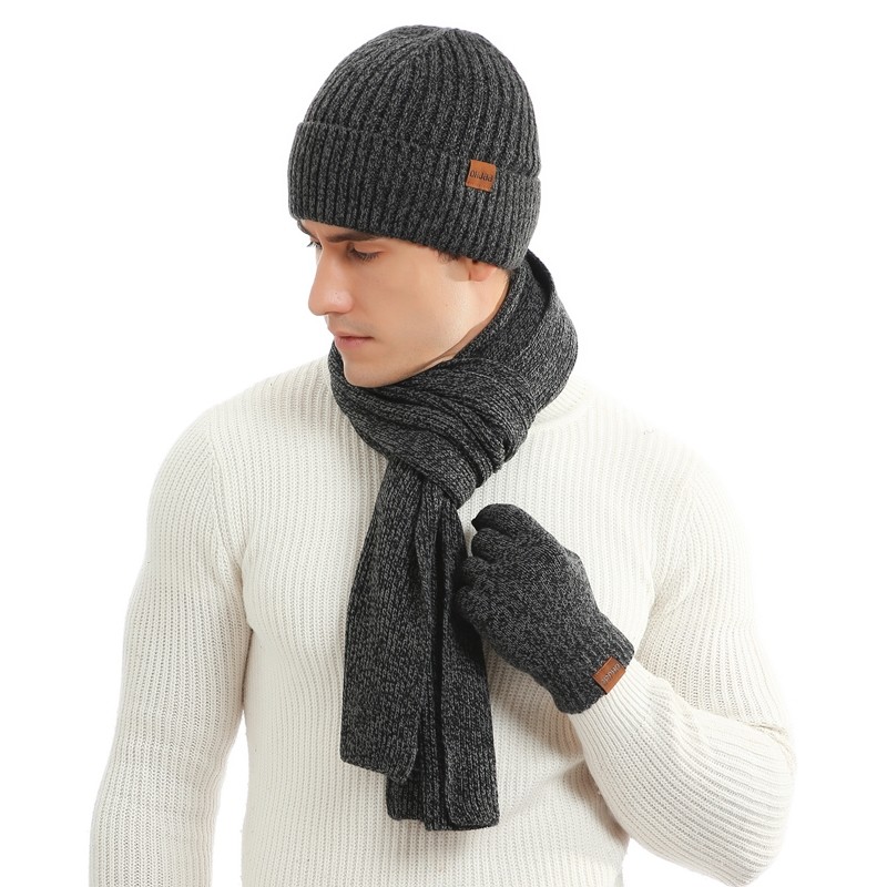 WJ0045P55混色针织毛线加厚帽子围巾手套三件套情侣秋冬保暖套装，围巾，星座510A-6