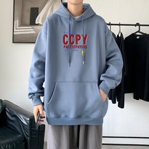 L2427P48港风 2023秋冬新款大码潮男连帽情侣卫衣男连帽外套图片