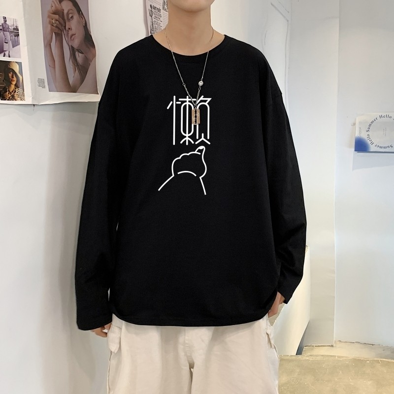 C2625P30男长袖t恤秋季打底衫长袖纯棉秋季港风印花宽松潮流上衣，男装T恤，星座510A-2