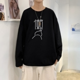 C2625P30男长袖t恤秋季打底衫长袖纯棉秋季港风印花宽松潮流上衣，男装T恤，星座510A-2