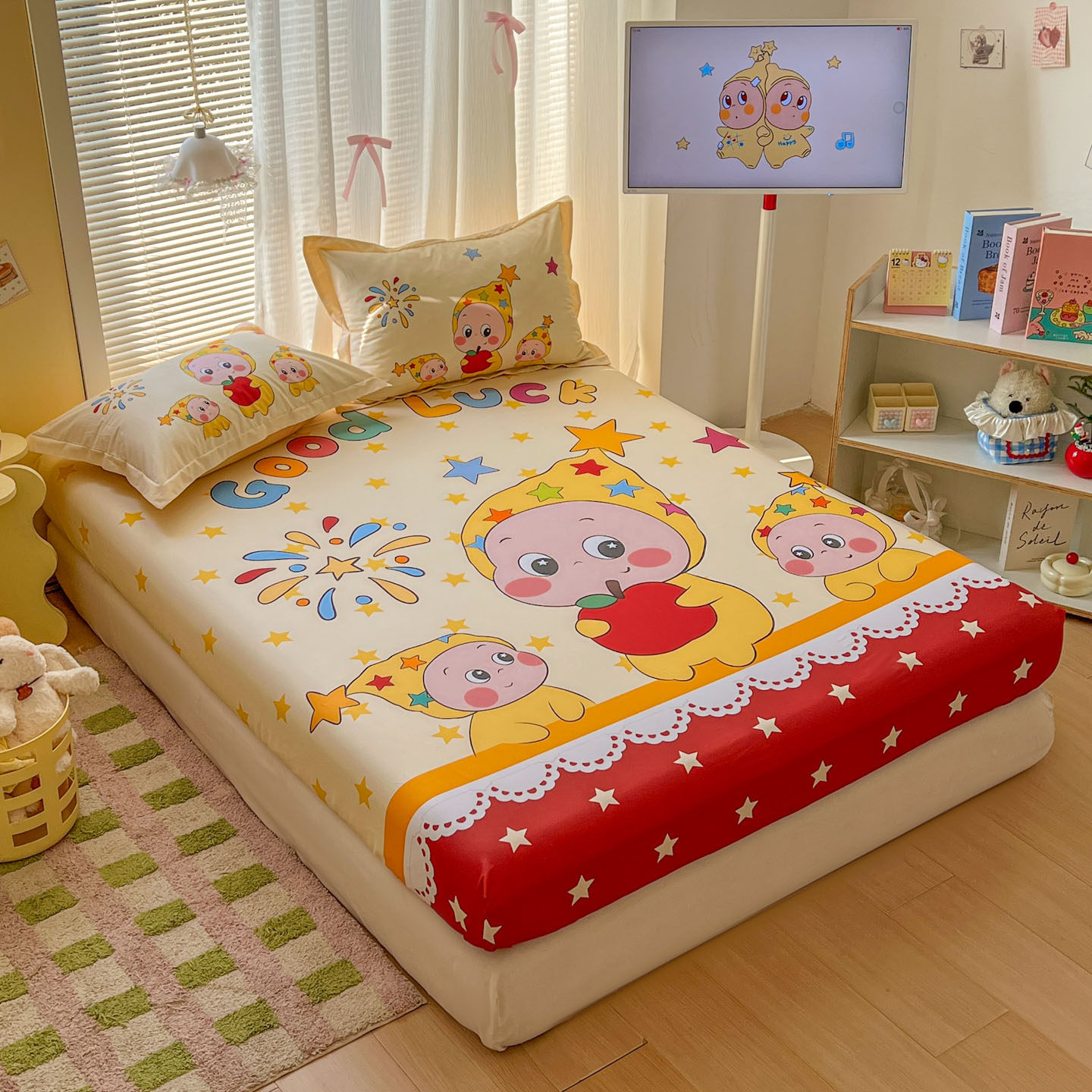 星星人纯棉床笠枕头单件全棉学生宿舍单人单被单隔脏耐脏三件套,床上用品,床笠,淘宝优惠券,粉丝福利购,淘宝优惠卷