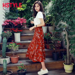 98元包邮 HSTYLE 韩都衣舍 EK8422 女士T恤+半裙清新两件套