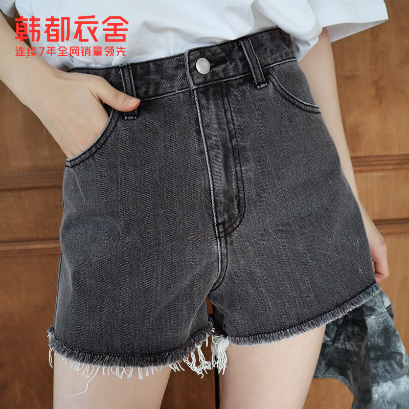 韩都衣舍宽松牛仔裤2022夏装新款韩版时尚毛边牛仔短裤HEH0136