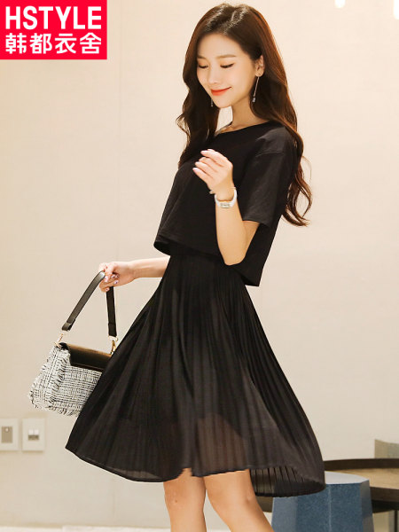 韩都衣舍 18年新款 纯色百褶两件套短袖连衣裙 天猫优惠券折后￥88包邮（￥188-100）3色可选