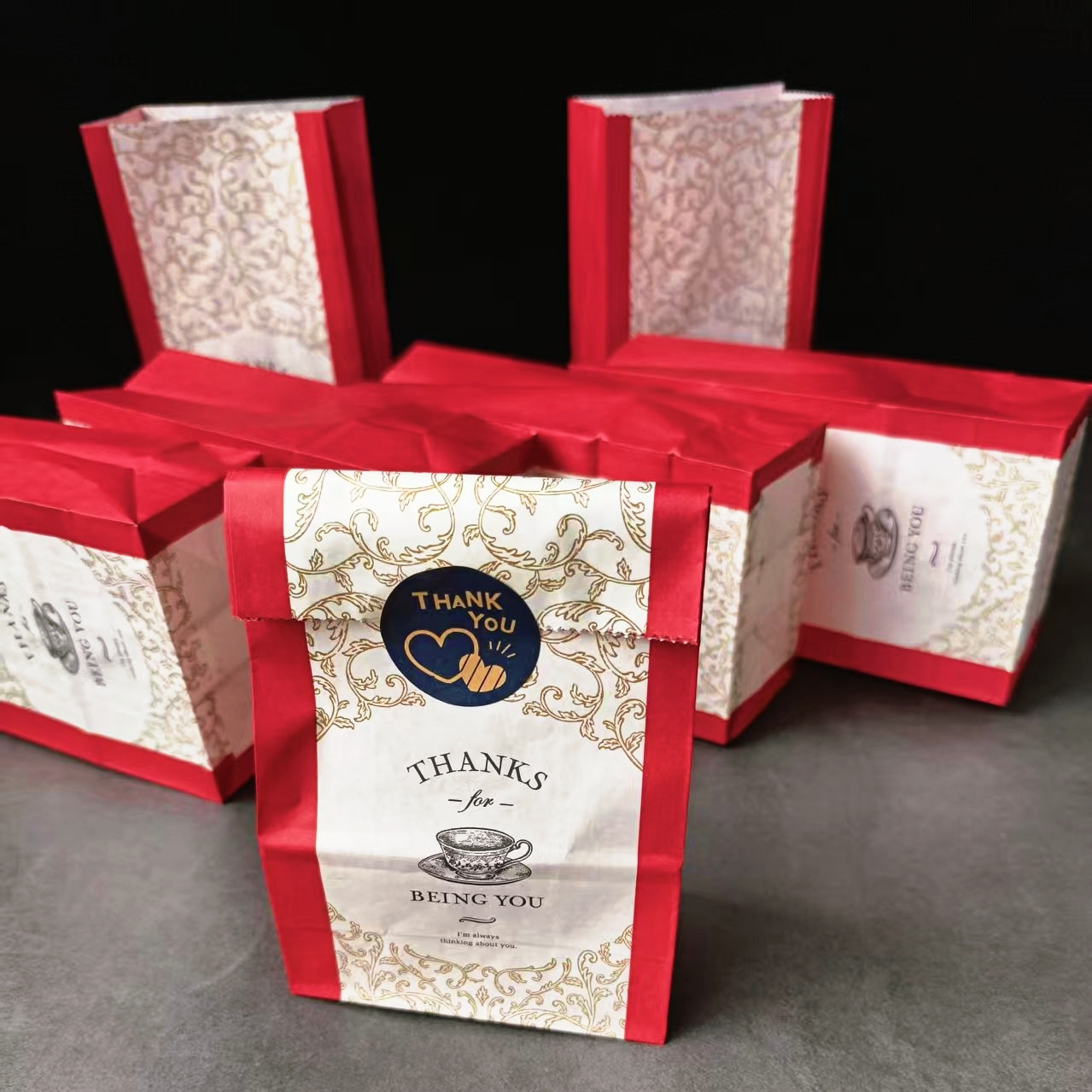 ins风高级英伦复古彩色纸袋礼品袋包装袋杂物收纳纸袋摆拍道具