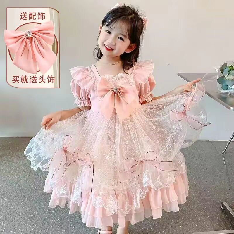 萱微妮女童春夏洛丽塔儿童爱心蕾连衣裙