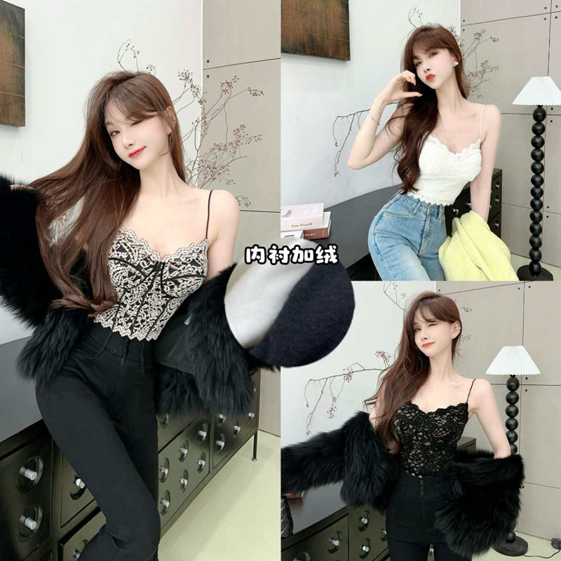 卡卡女装韩版蕾丝绣花背心吊带