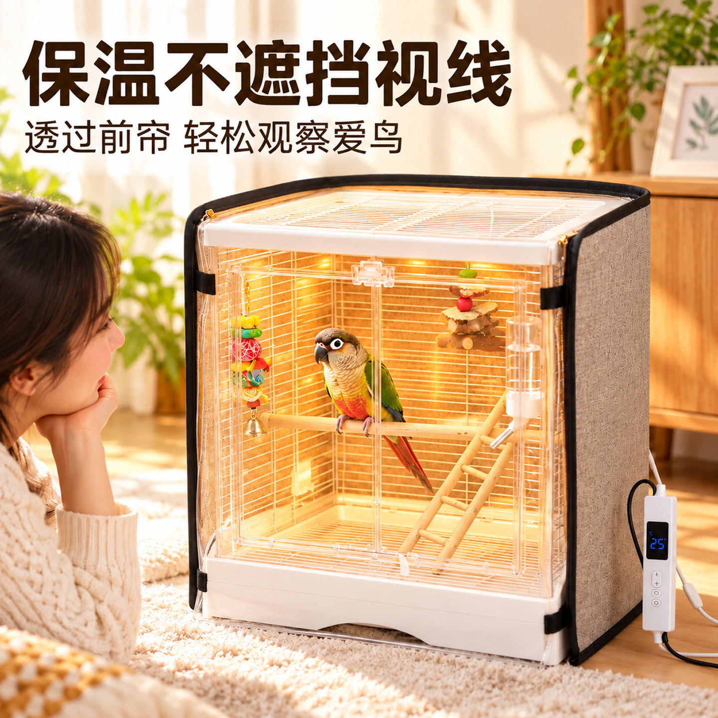 鸟笼保温罩鹦鹉恒温电热毯冬季保暖加热笼衣恒温可定时保温取暖罩