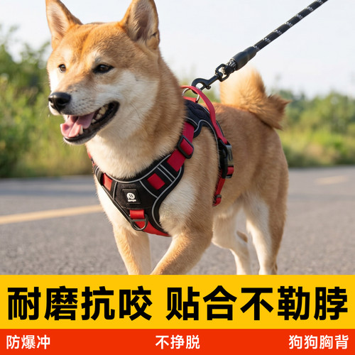 狗牵引绳胸背防爆冲防挣脱不勒脖