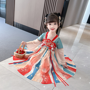 女童汉服裙子秋装儿童幼儿园中秋表演服女宝宝古风改良春秋连衣裙