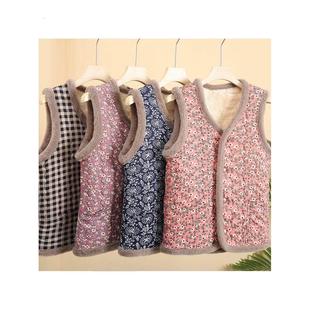 奶奶背心棉服 中年女装 妈妈加绒加厚马甲棉衣外套秋冬装 中老年新款