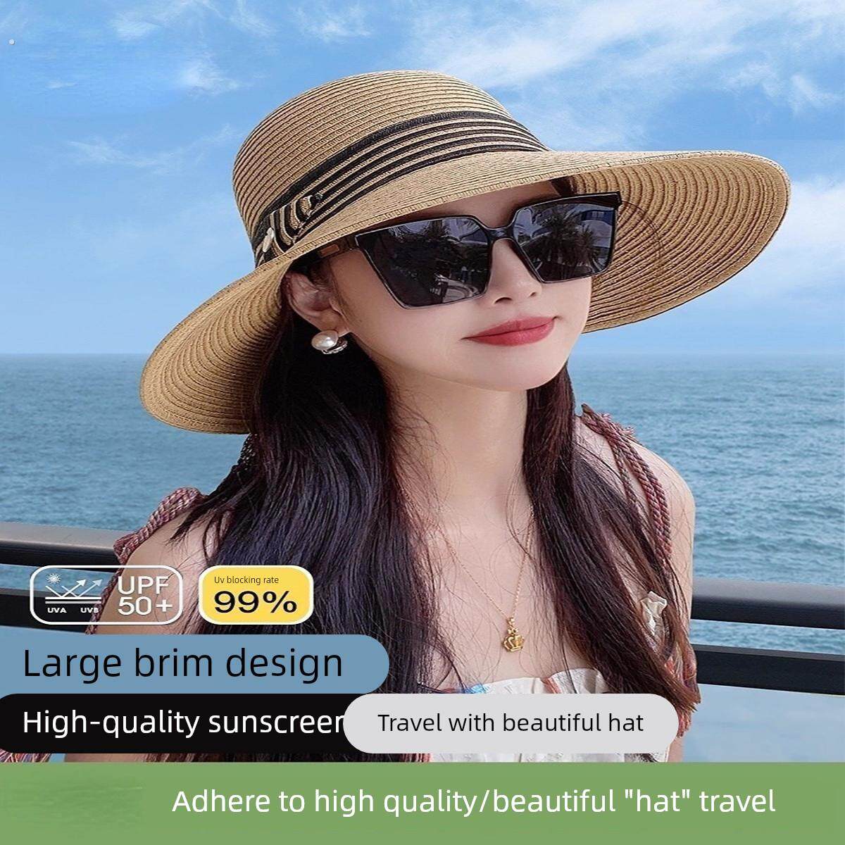 草帽女春夏季海边沙滩遮阳太阳帽防晒防紫外线2025新款帽子女款