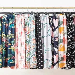 女士家居可外穿人造棉裤 夏季 九分裤 宽松大尺码 子休闲 棉绸阔腿裤