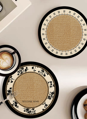 仿麻布纹餐桌隔热圆形小餐垫耐高温桌面碗盘小桌垫办公桌水杯垫