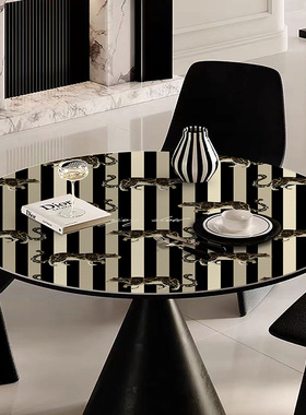 时尚轻奢防水防污皮革免洗耐磨餐桌桌垫茶几隔热圆形高级感桌布