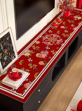 新中式红色新年电视柜垫2025新款防尘垫防烫防油鞋柜盖垫梳妆台垫