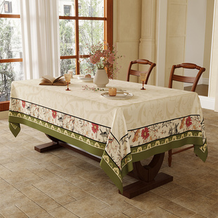 美式田园花防水桌布加厚雪尼尔茶几布多功能盖巾复古餐桌布圆桌布