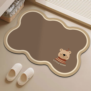 浴室地垫卡通花边熊入户门地垫地毯卫生间厕所门口吸水防滑脚垫子