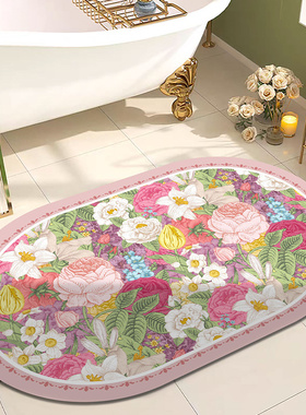 美式地垫卫生间硅藻泥软吸水脚垫子厕所浴室门口防滑地毯家用卫浴