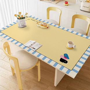 多巴胺简约防水防油免洗耐脏长方形桌垫可爱写字台皮革桌布茶几垫