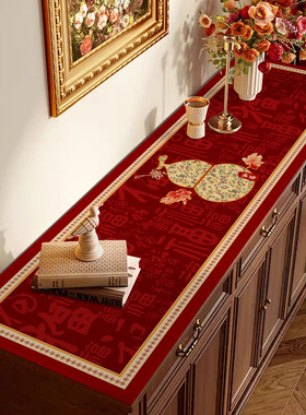防尘鞋柜皮革盖垫新年红色长条形餐边柜防油污垫PVC盖布盖巾桌垫