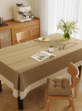 宅寂风棉麻桌布简约日式餐桌茶几防尘盖布原色防水防油桌垫桌布